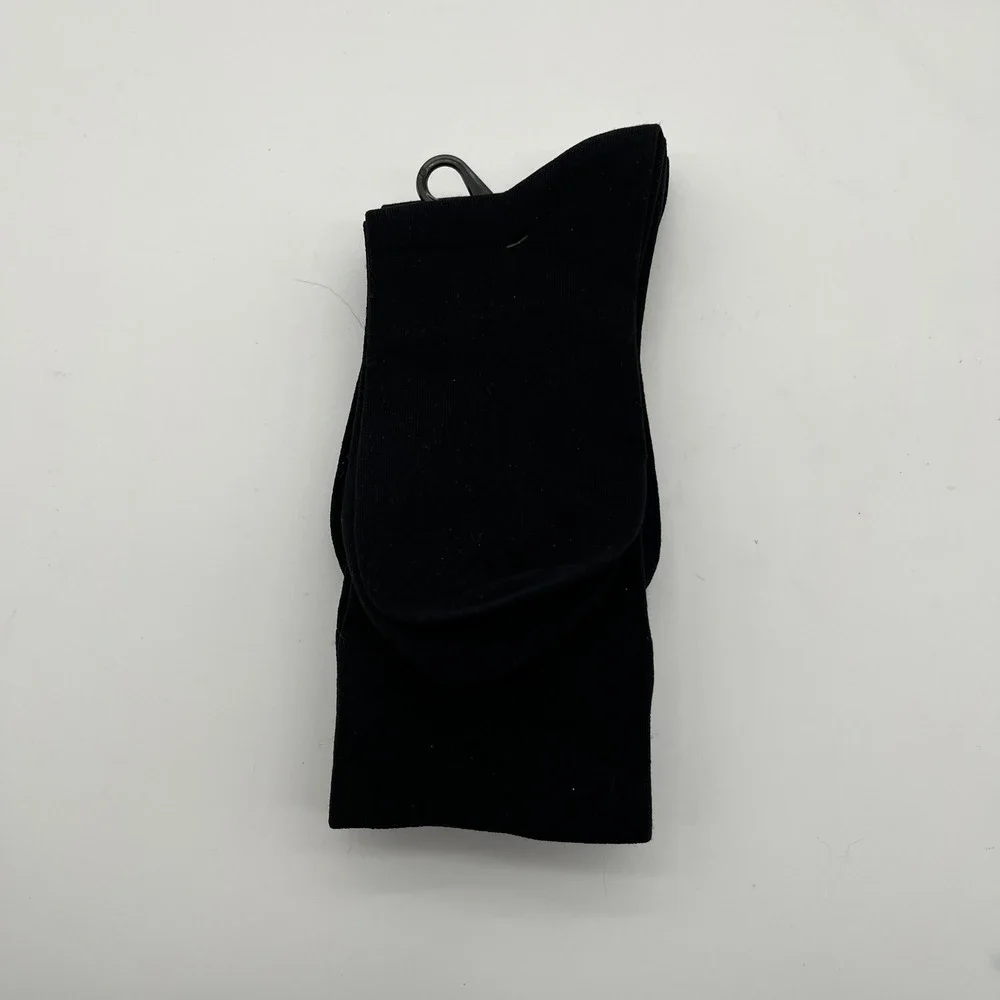 HUE Crew Socks Womens One Size Black 3 Pack PC200769 CC Solid Basic Ribbed New